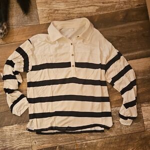 Maurices Black and White Striped Top